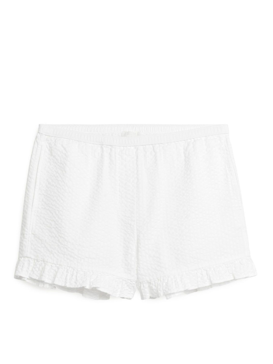 Kvinder Arket Bukser | Frill Seersucker Shorts